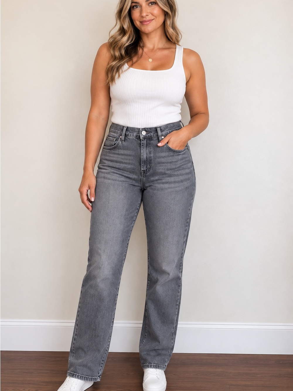 Gloria Vanderbilt High Rise Straight Leg Jeans Women’s Size 16 NWT Gray Wash
